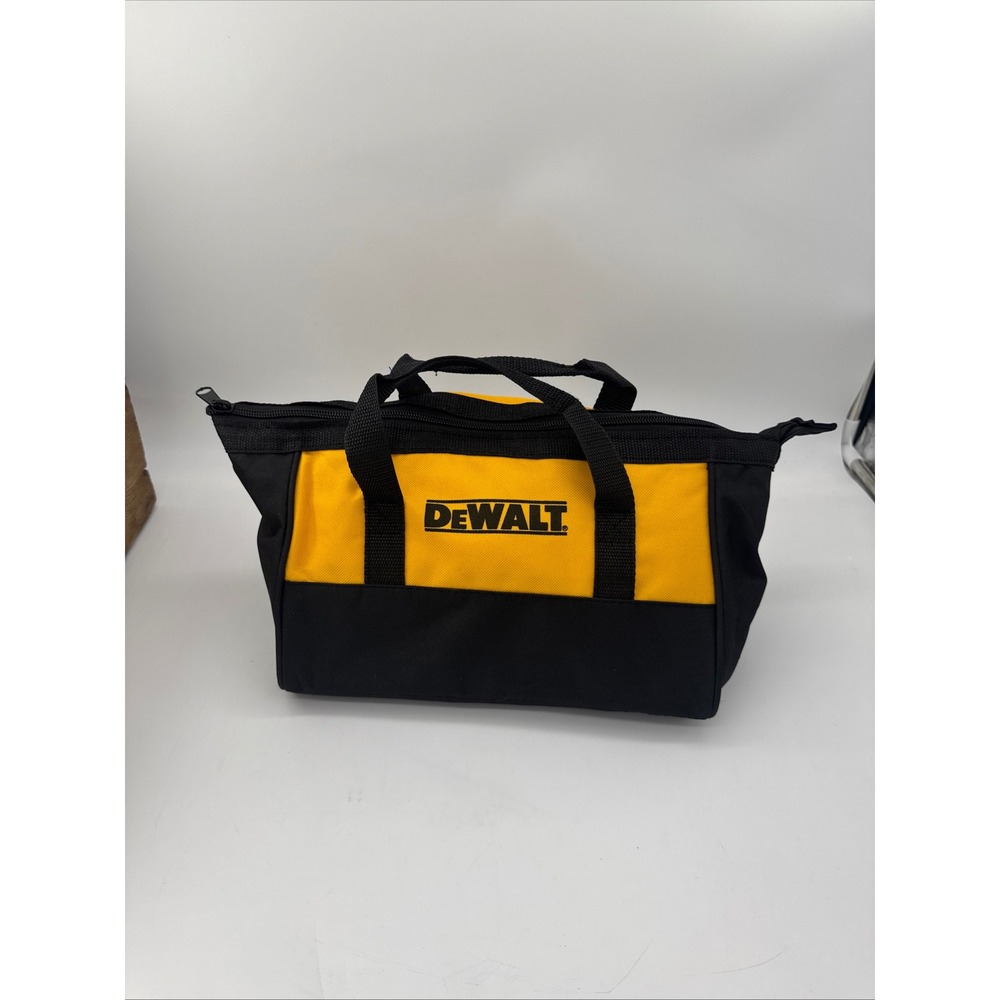 DEWALT Black Yellow Fabric Tool Bag Tote Carry Handles 12 Inch Zipper Closure